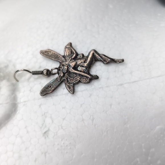 Silver Toned Flying Fairies Drop Dangle Hook Earrings - Picture 4 of 7